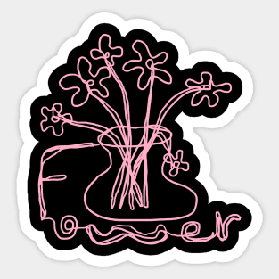 flowers, one line drawing Sticker